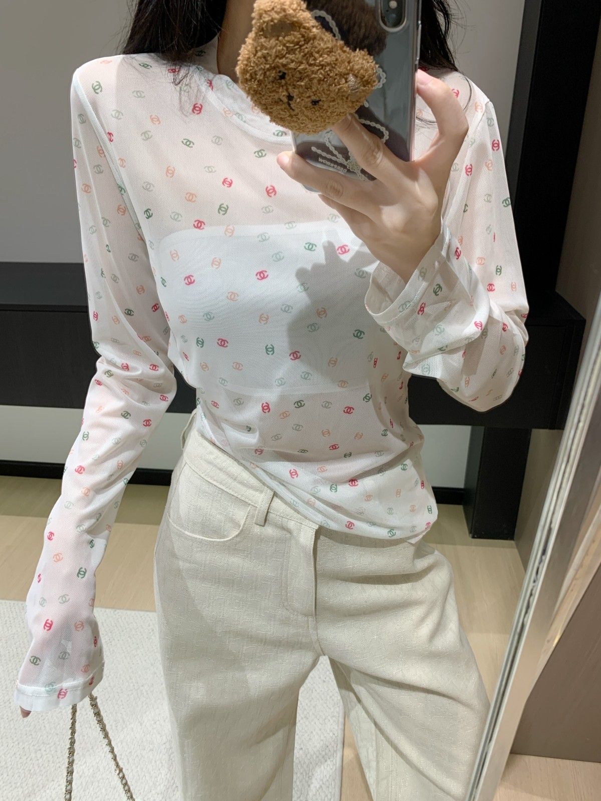 シャネル メッシュTシャツ 長袖 レディース A30775