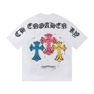 クロムハーツ 半袖Tシャツ プリント カップル ラウンドネック A30798