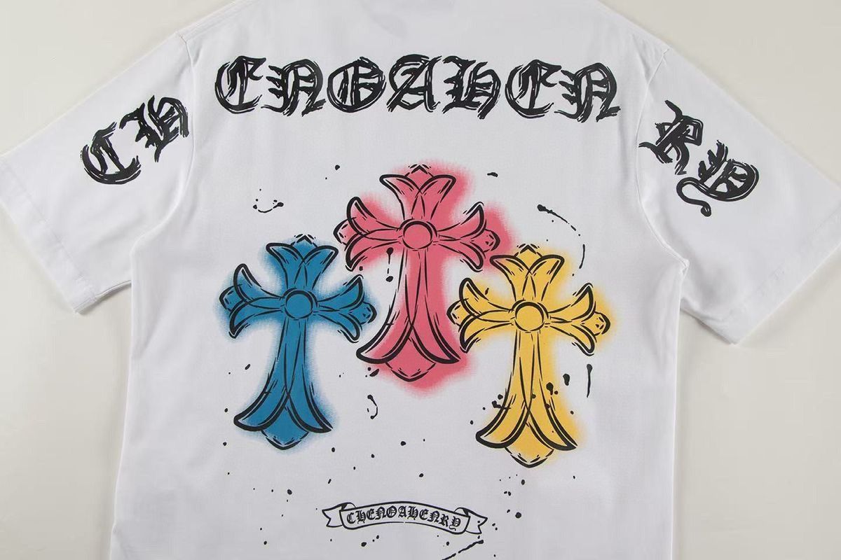 クロムハーツ 半袖Tシャツ プリント カップル ラウンドネック A30798