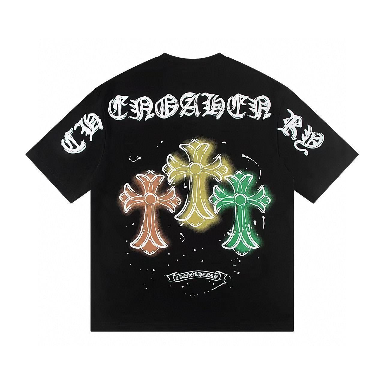 クロムハーツ 半袖Tシャツ プリント カップル ラウンドネック A30798