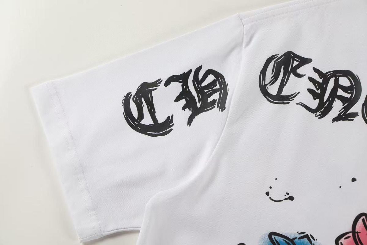 クロムハーツ 半袖Tシャツ プリント カップル ラウンドネック A30798
