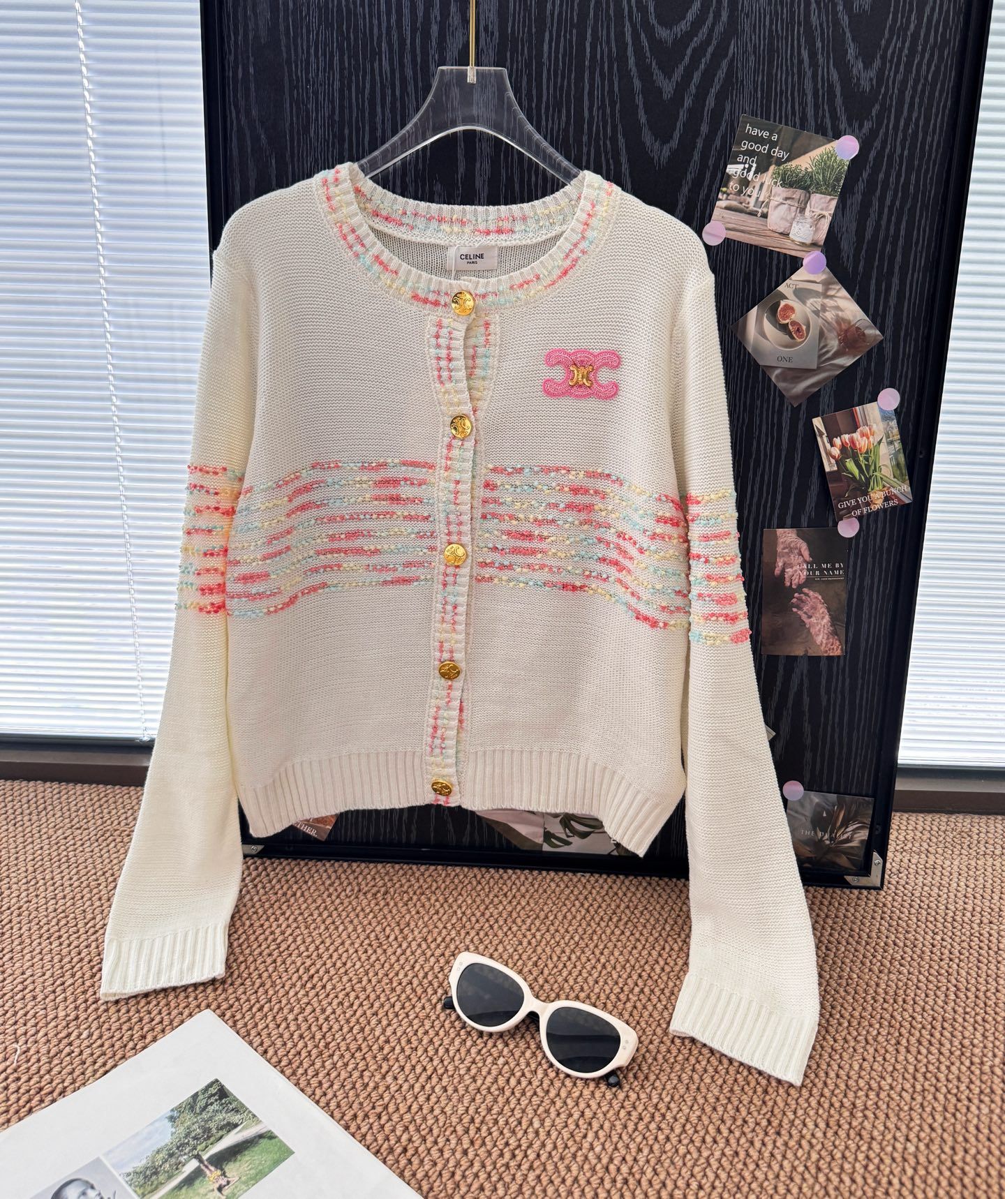 セリーヌ ニットカーディガン 刺繍入り レディース 可愛い A30840