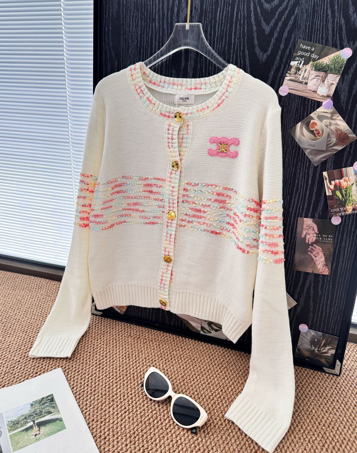 セリーヌ ニットカーディガン 刺繍入り レディース 可愛い A30840