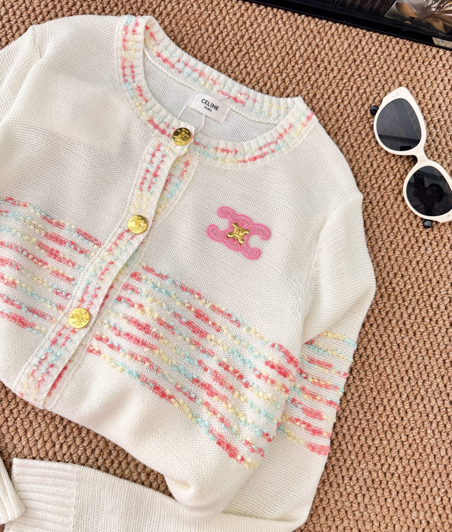 セリーヌ ニットカーディガン 刺繍入り レディース 可愛い A30840
