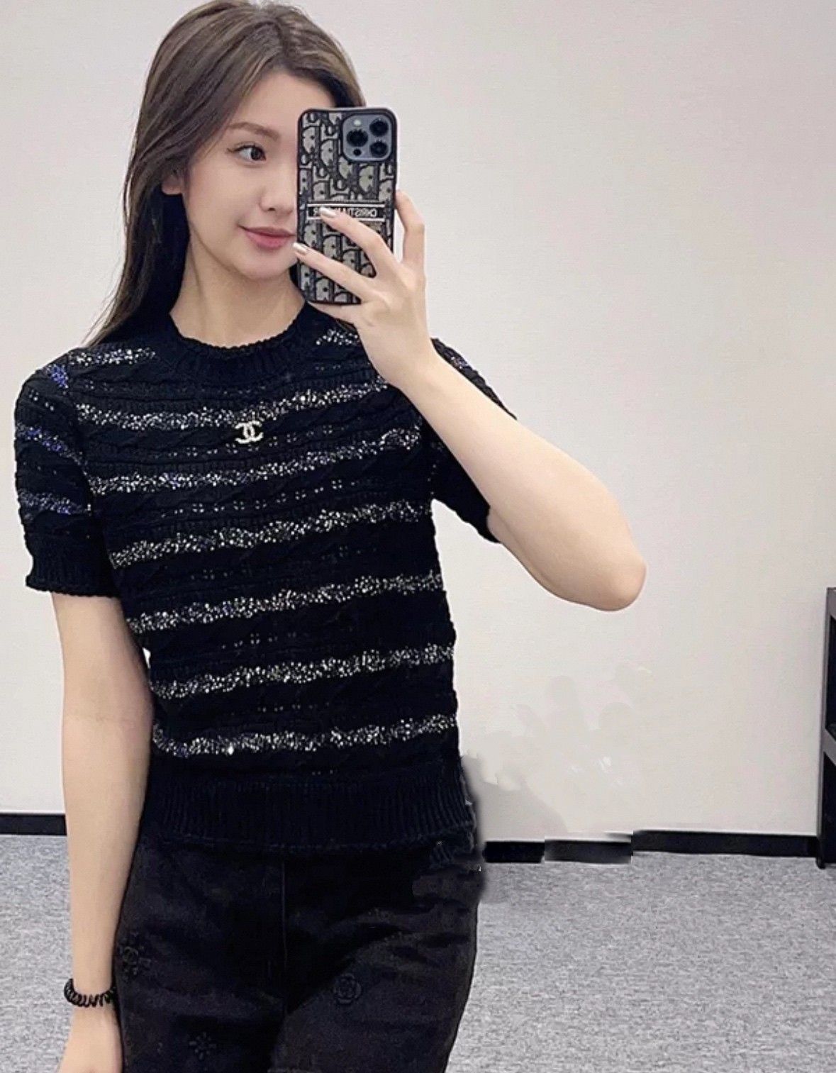 シャネル ニット 半袖Tシャツ オシャレ レディース A30860