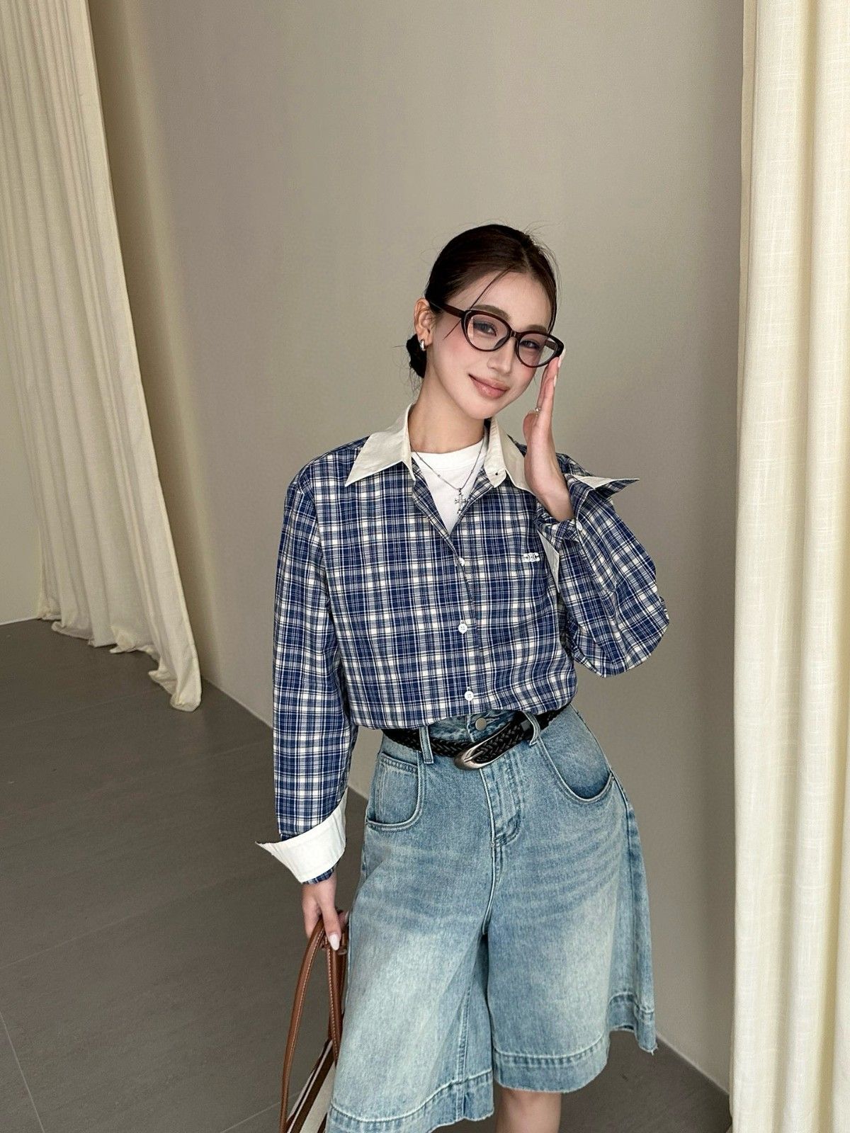 セリーヌ 長袖シャツ レディース チェック柄 オシャレ A30927