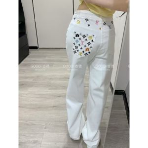 ルイヴィトン ジーンズ ストレート 刺繍 ホワイト A30936