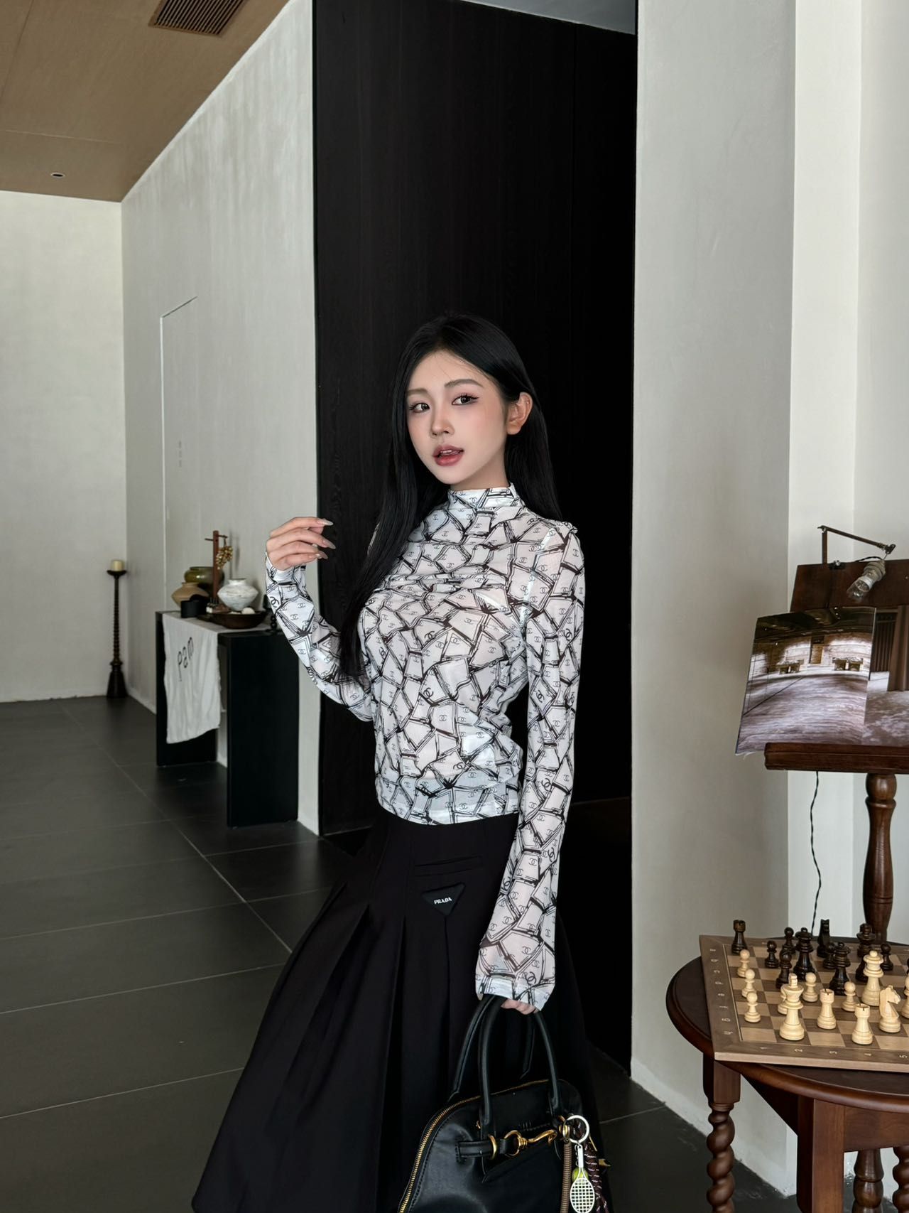 シャネル 長袖tシャツ スリムフィット レディース オシャレ A30968