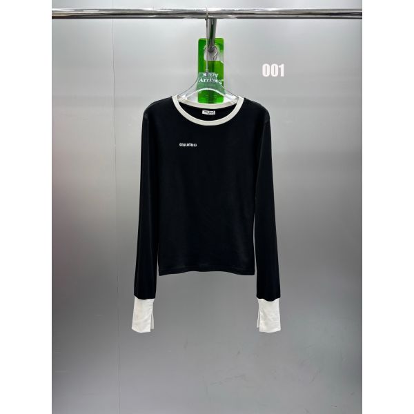 ミュウミュウ ラウンドネック 長袖Tシャツ レディース向け A30804_1
