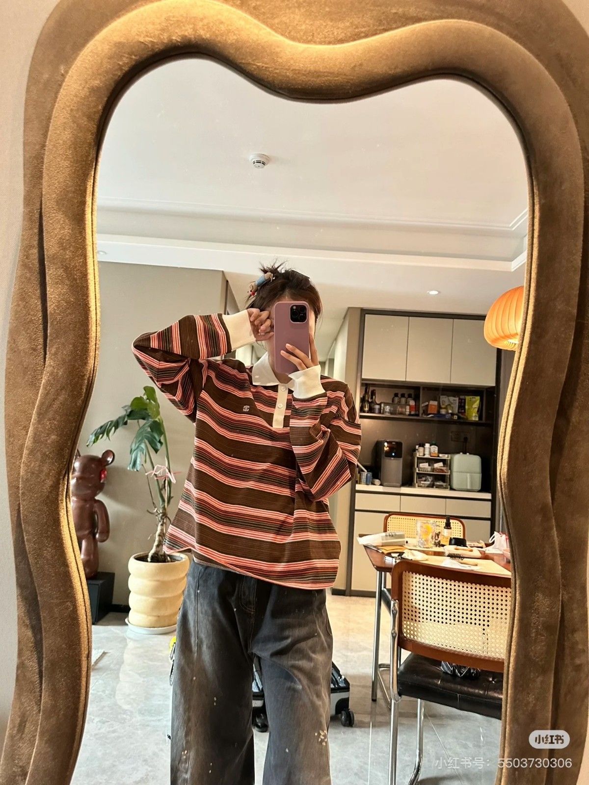 セリーヌ ポロストライプ刺繍ロゴ長袖Tシャツ オシャレ A30977