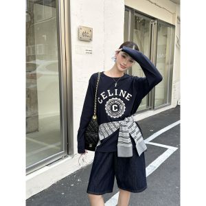 セリーヌ 長袖Tシャツ 取り外し可能なショール付き オシャレ A30802_1