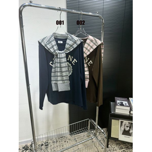 セリーヌ 長袖Tシャツ 取り外し可能なショール付き オシャレ A30802_1