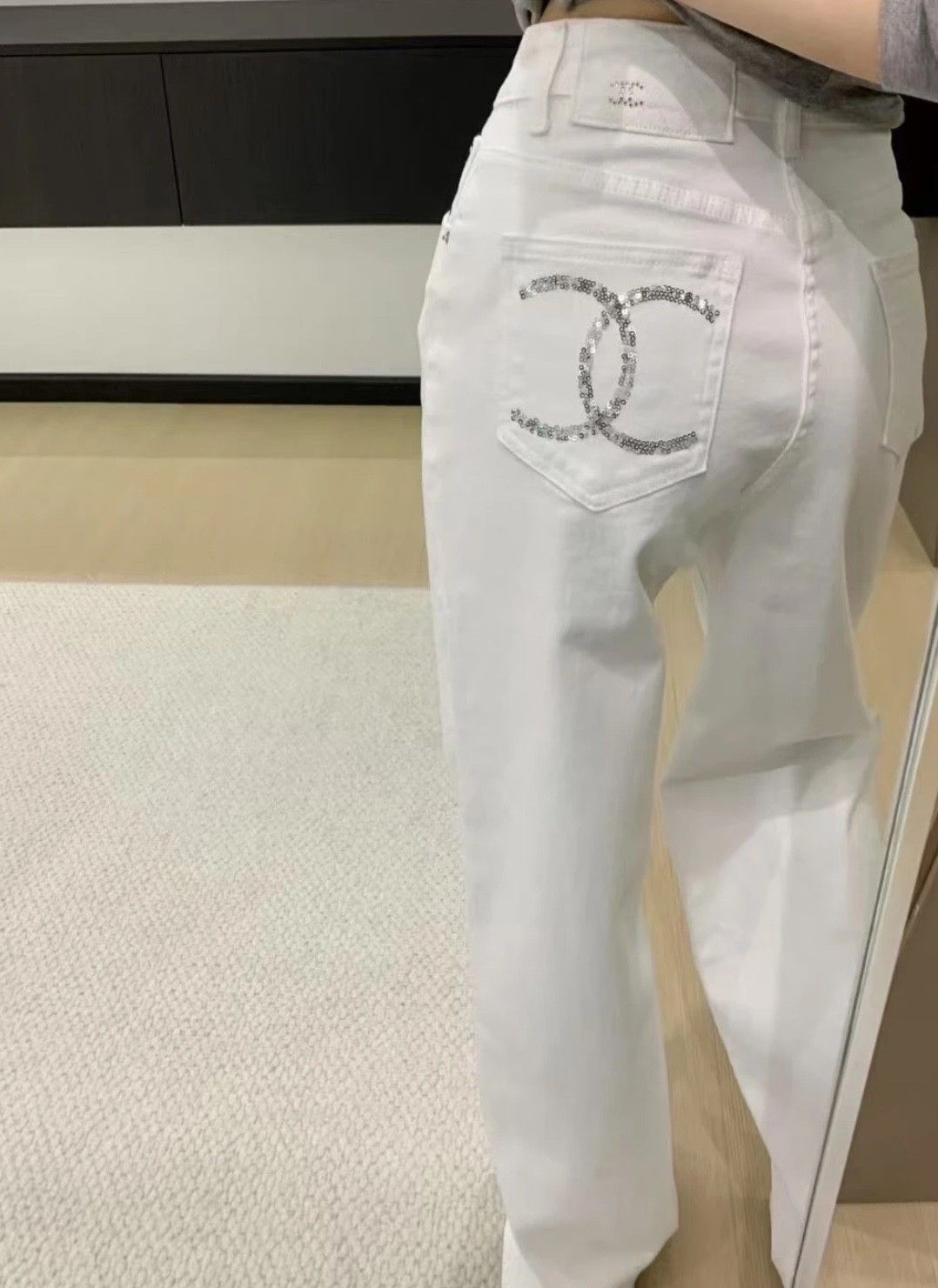 シャネル デニムストレートパンツ スカーフ付き オシャレ A31003