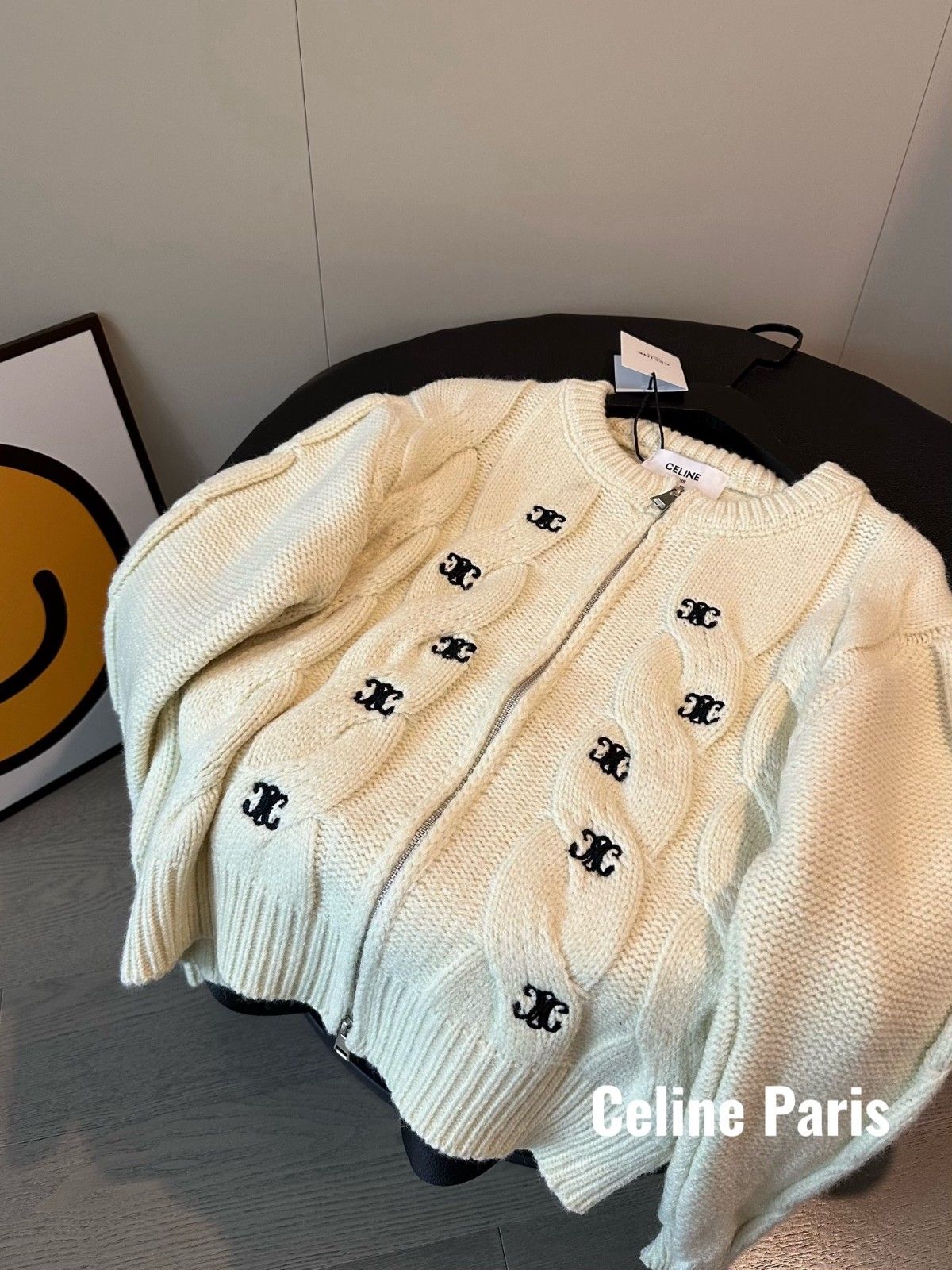 セリーヌ セーター ジャケット 刺繍ロゴ入り カジュアル A31036