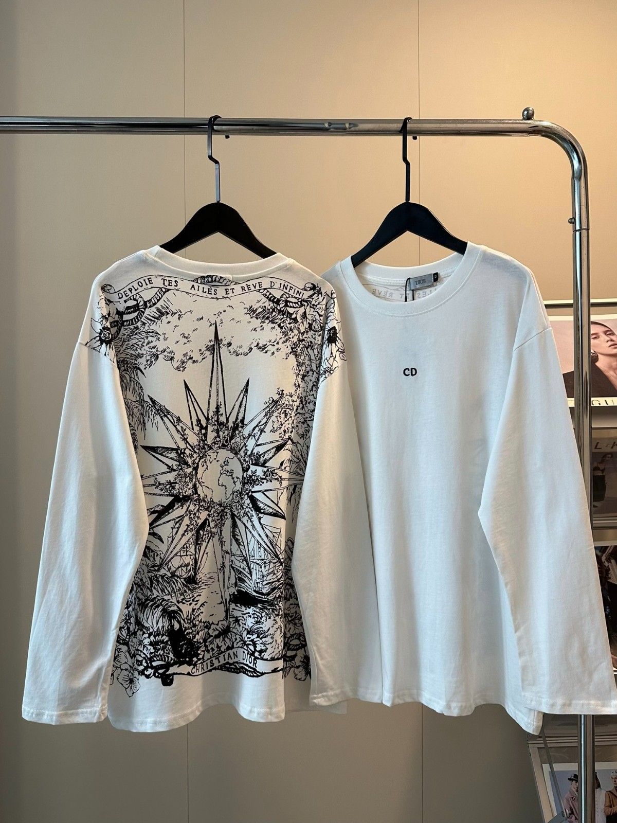 ディオール 長袖Tシャツ ロンT レディース 刺繍ロゴ A31051