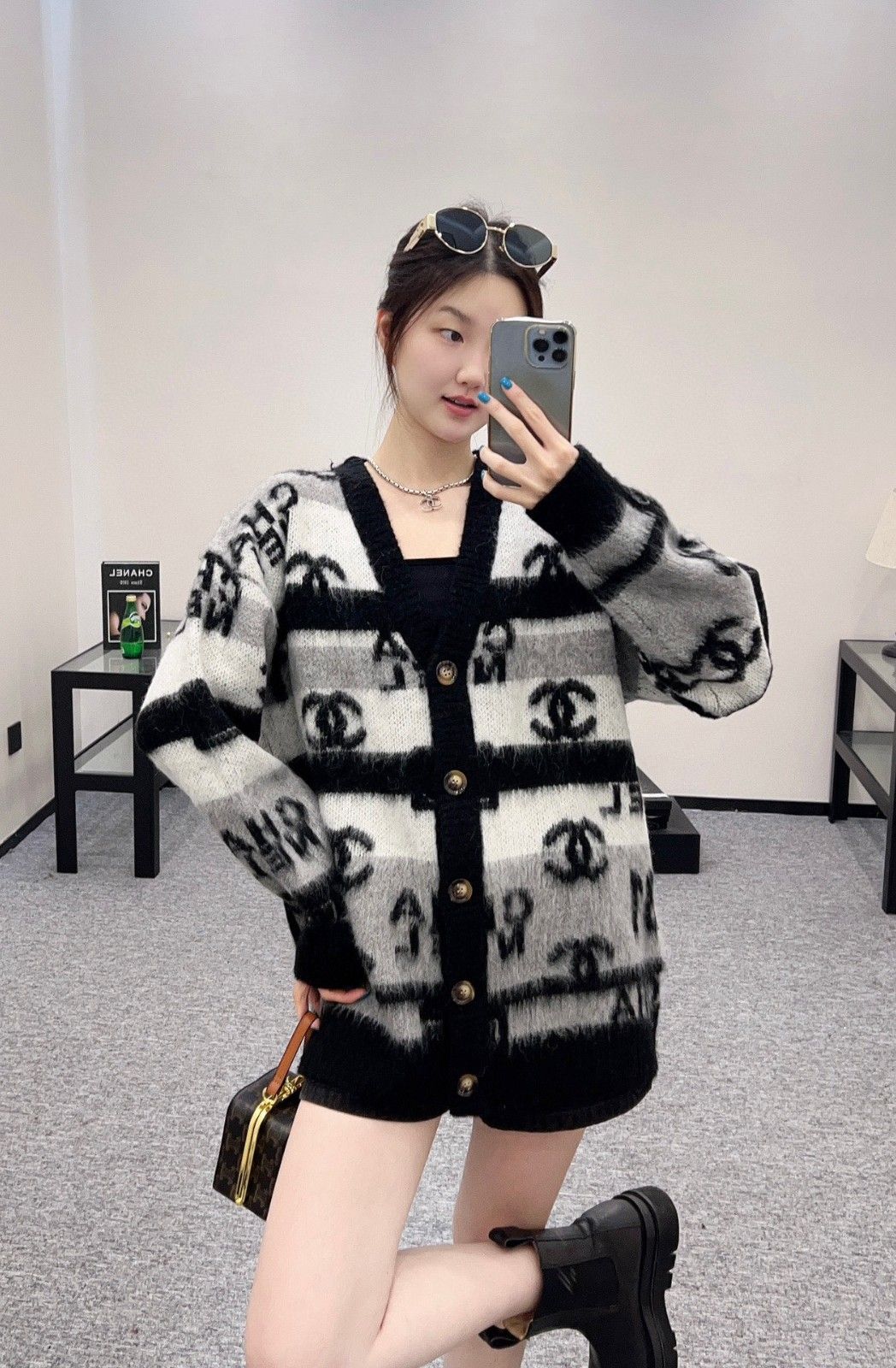 シャネル ニットカーディガン ゆったり ファション A31076