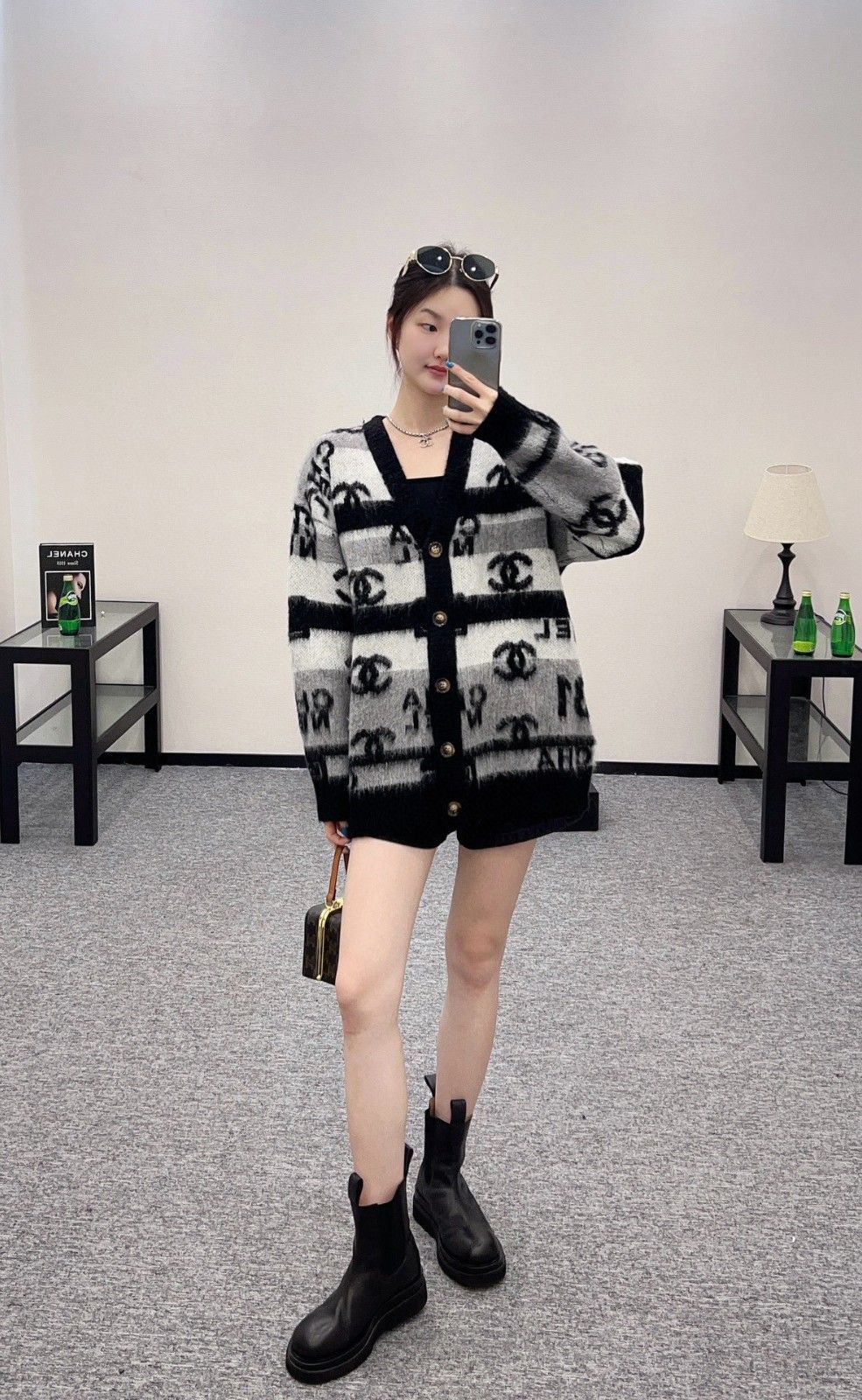 シャネル ニットカーディガン ゆったり ファション A31076