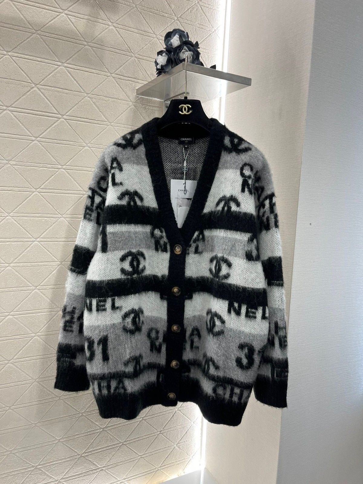 シャネル ニットカーディガン ゆったり ファション A31076