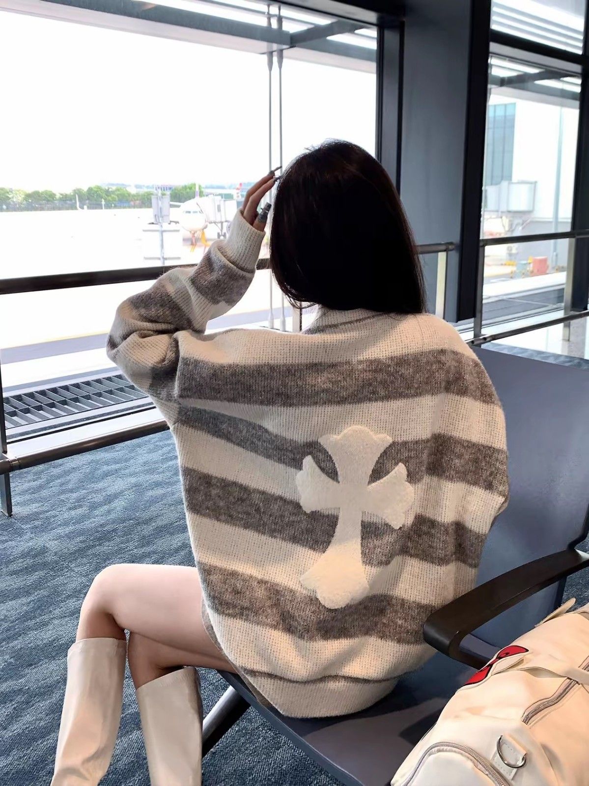 クロムハーツ カーディガン 刺繍入り ストライプ ジャケット A31085