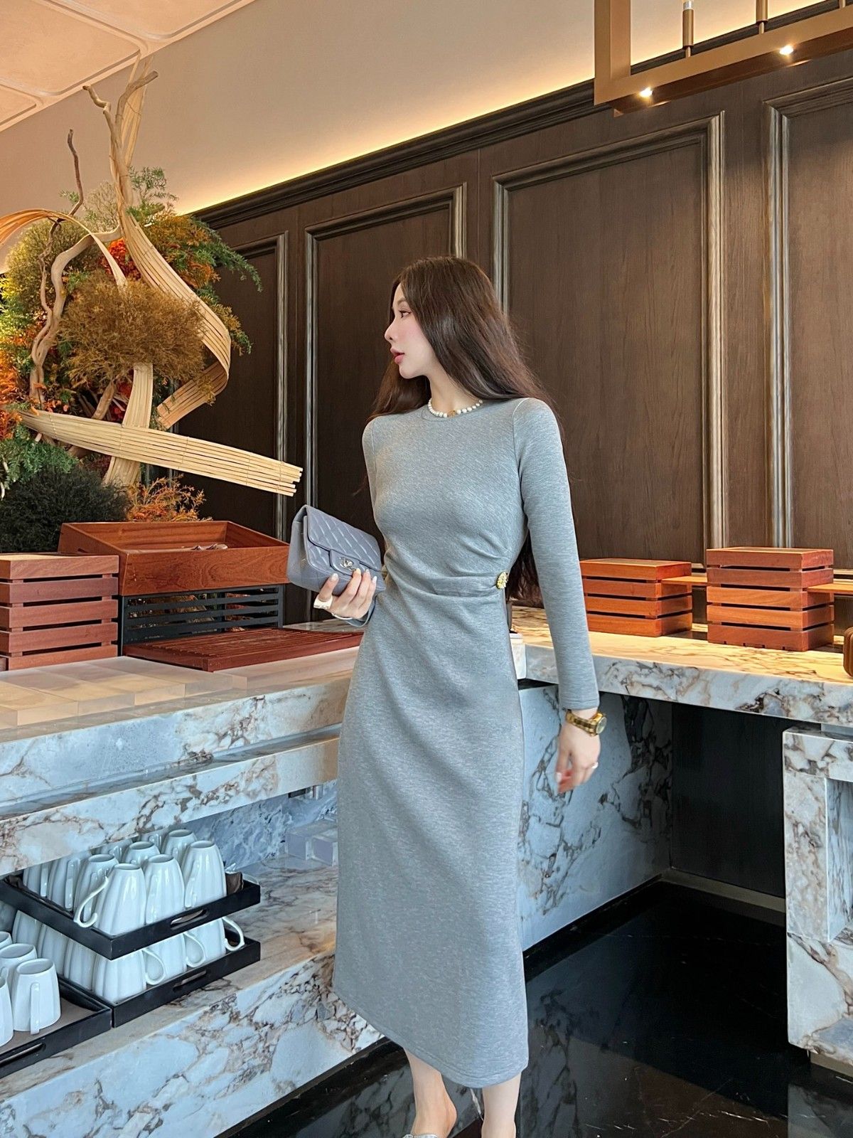 シャネル ワンピース ロング ウエストドレス 高級感 A31114