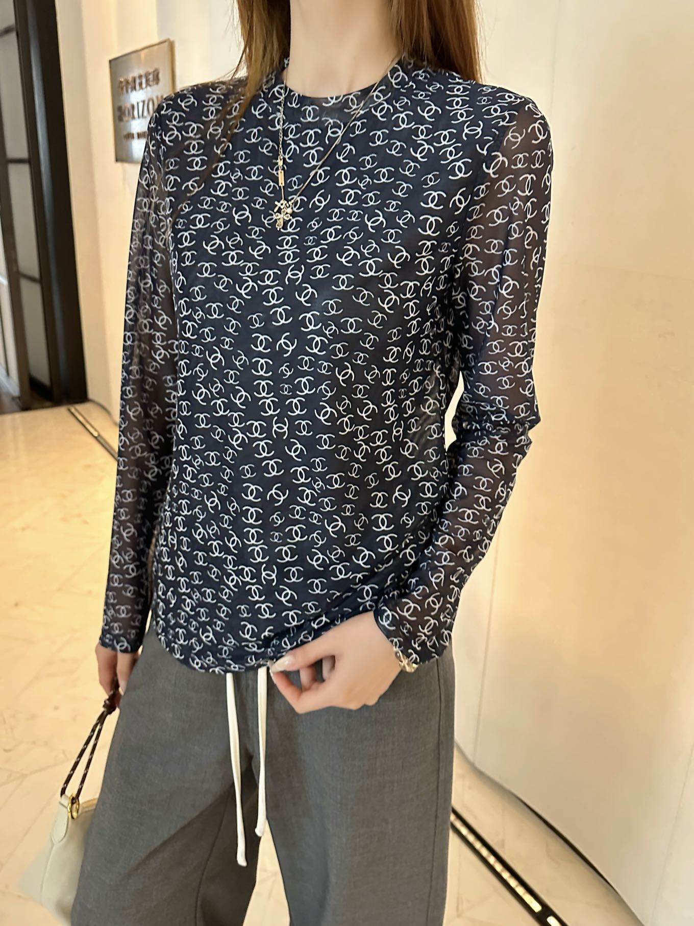 シャネル メッシュTシャツ 長袖 レディース A31108