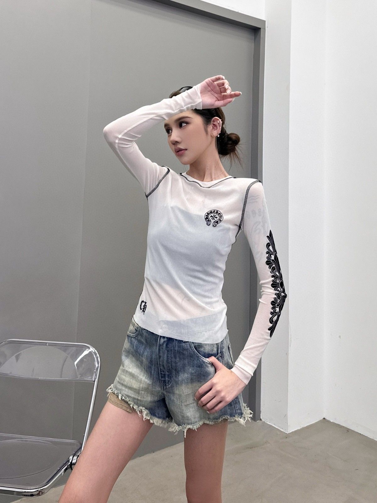 クロムハーツ メッシュTシャツ 長袖 レディース A31215