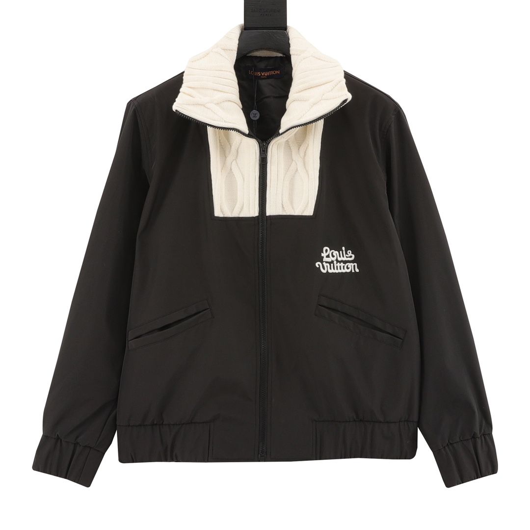 ルイヴィトン 拼接ジャケット ケーブルニット ハイネック 高品質 A31268