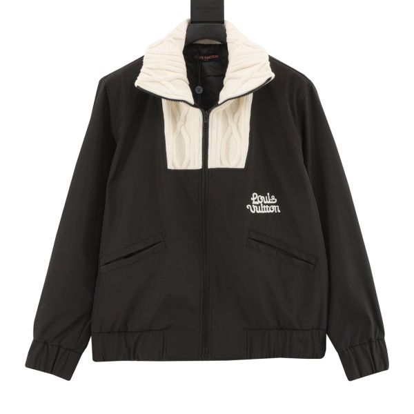 ルイヴィトン 拼接ジャケット ケーブルニット ハイネック 高品質 A31268