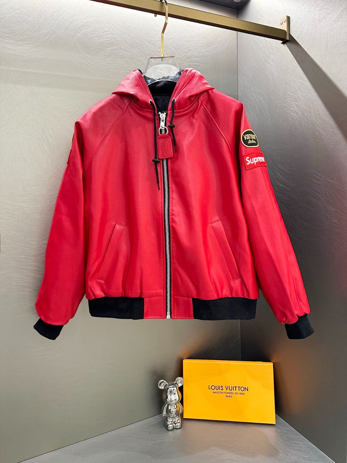 Supreme x Vanson Leathers ジャケット レザー フード付き 高品質 A31293
