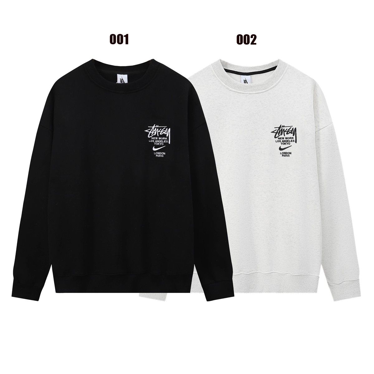 StussyとNikeのコラボ 刺繍入り 裏起毛スウェットシャツ A31337