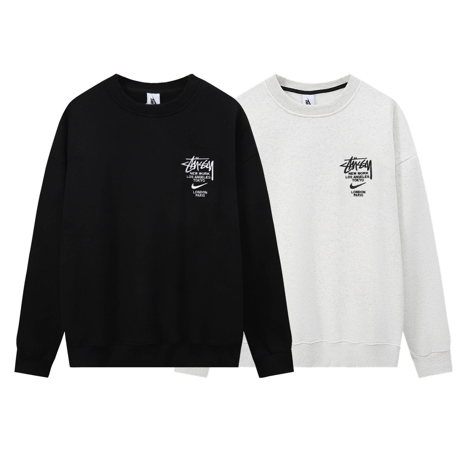 StussyとNikeのコラボ 刺繍入り 裏起毛スウェットシャツ A31337