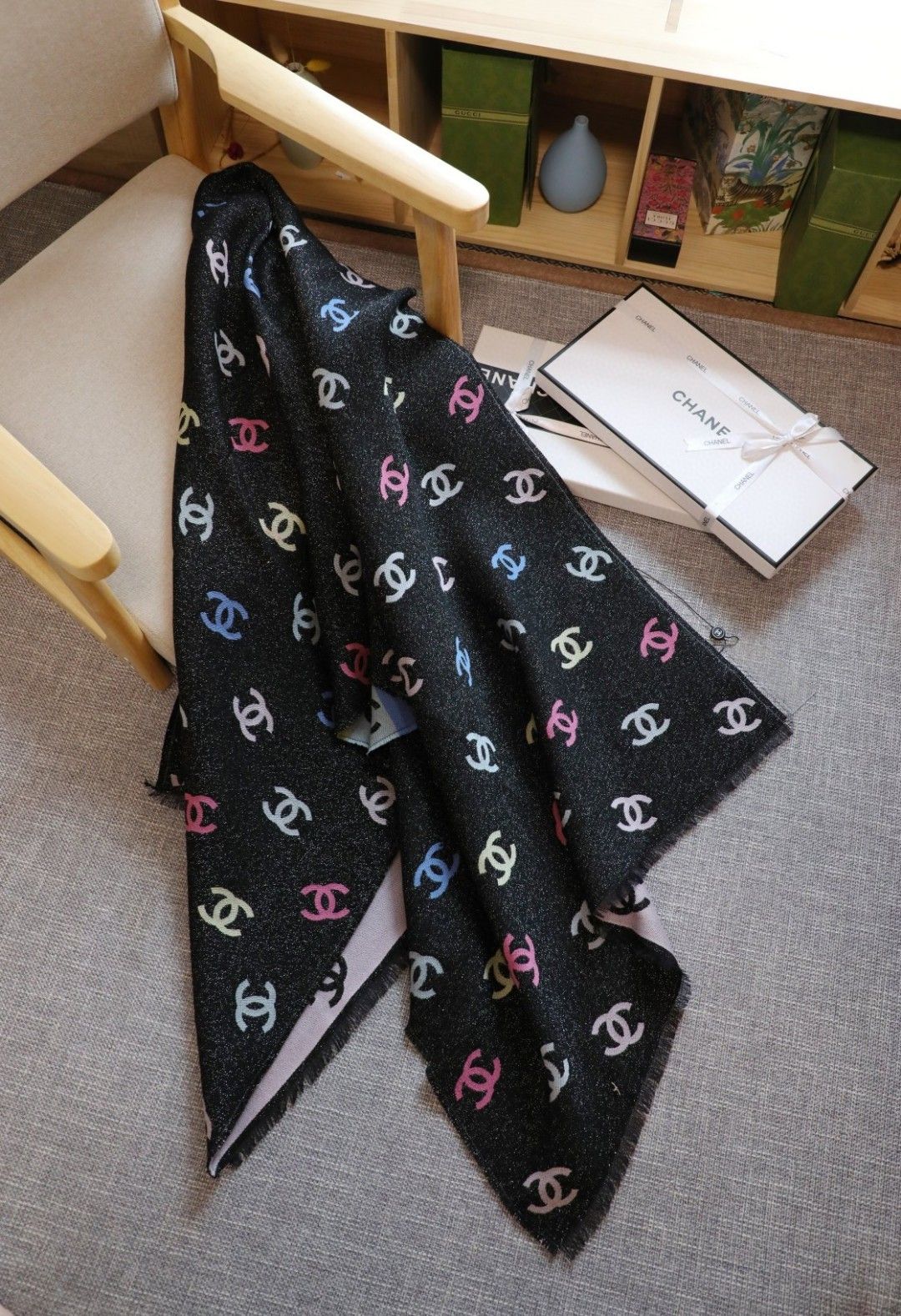 シャネル マフラー 秋冬 オシャレ A34375