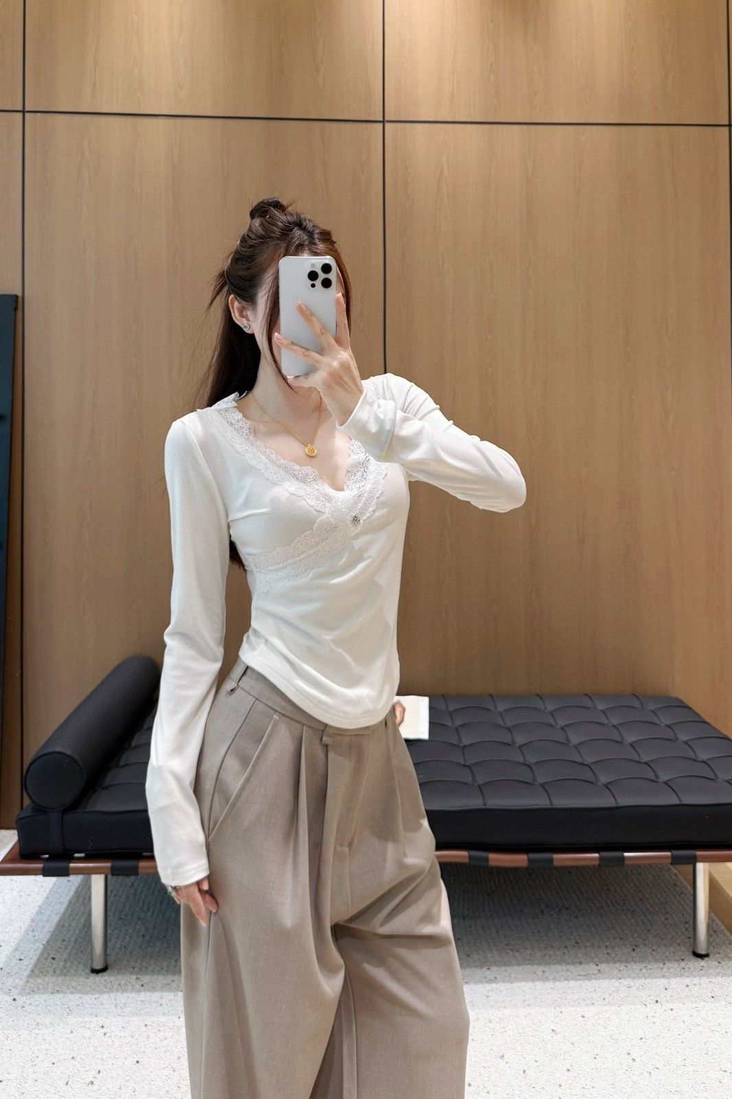 シャネル 長袖シャツ レース レディース A31353