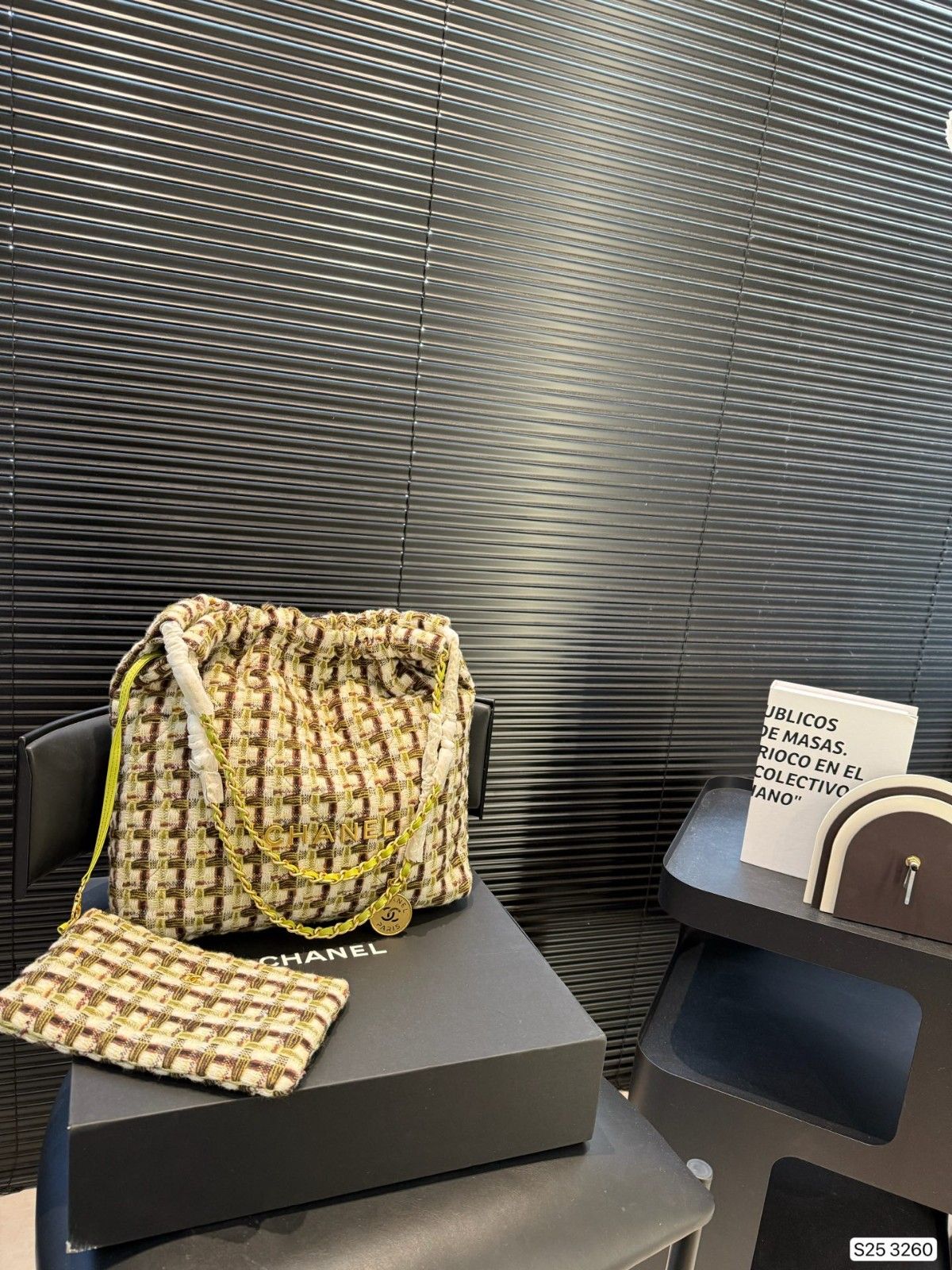 シャネル Chanel 22bag ツイード ショルダーバッグ A31678