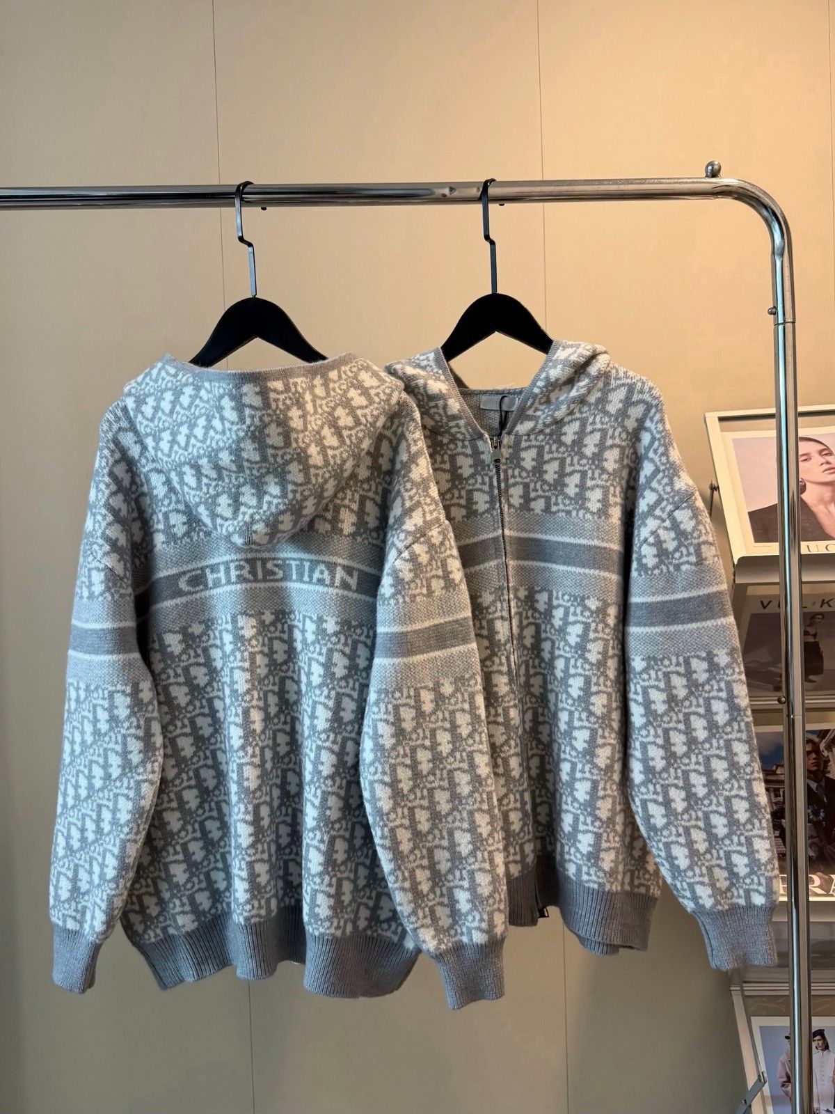 ディオール ニットジャケット 総柄 暖かい A31711