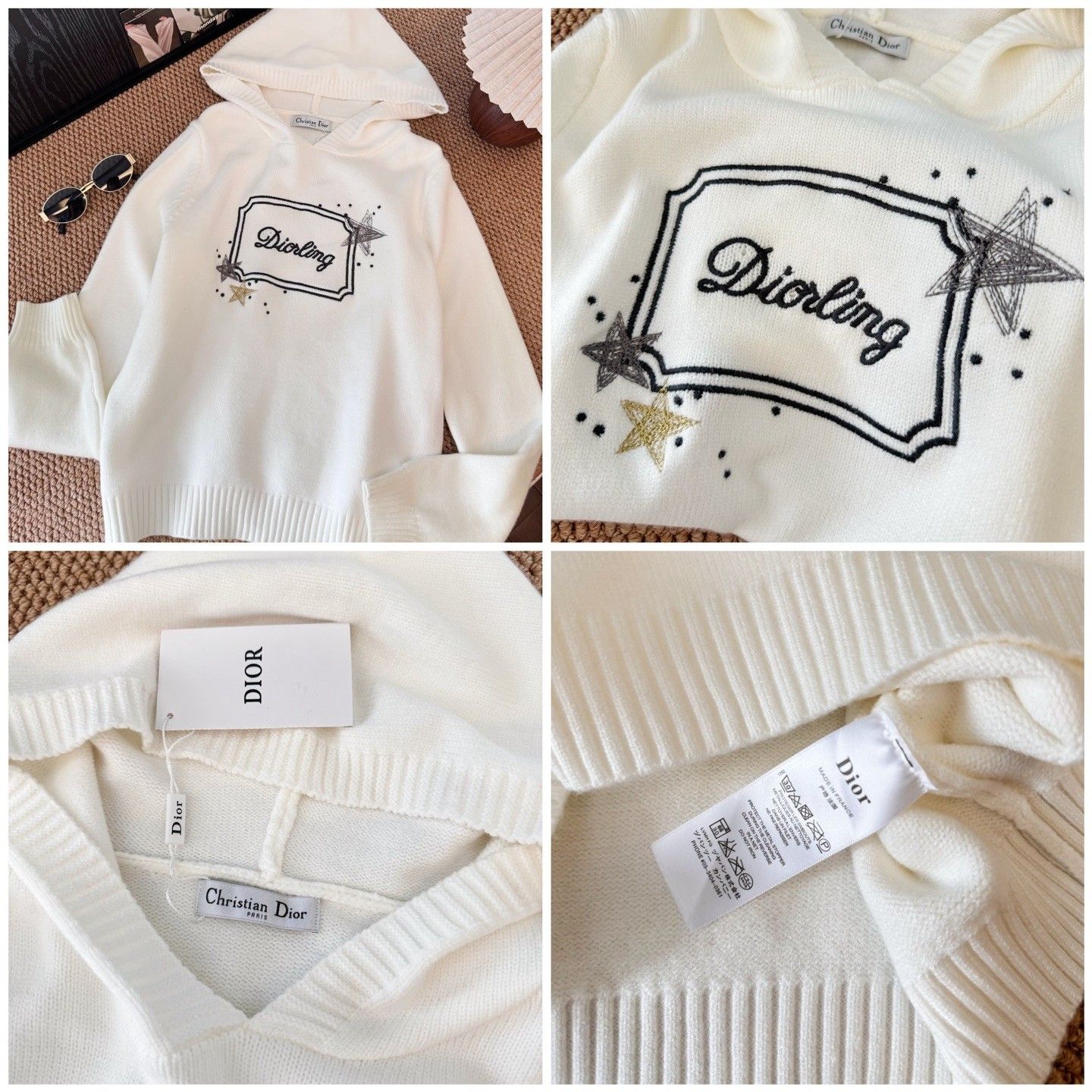 ディオール セーター フード付き ニット 刺繍 A31710