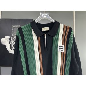 グッチ ストライプ セーター レター刺繍ロゴ ウール ニット A31785