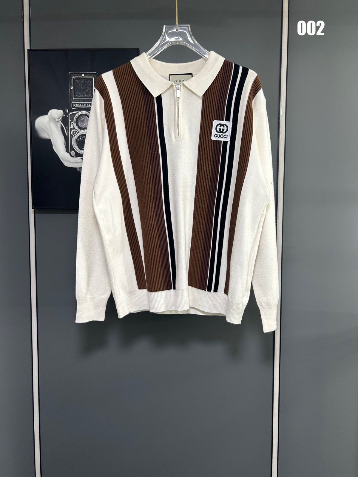 グッチ ストライプ セーター レター刺繍ロゴ ウール ニット A31785