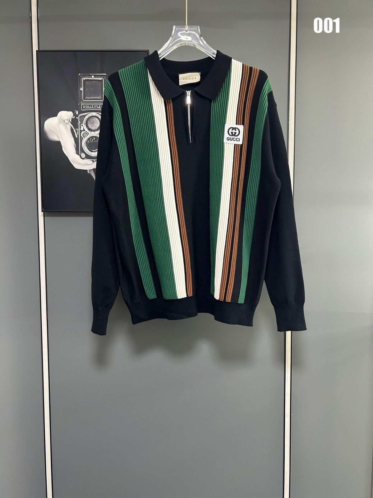 グッチ ストライプ セーター レター刺繍ロゴ ウール ニット A31785