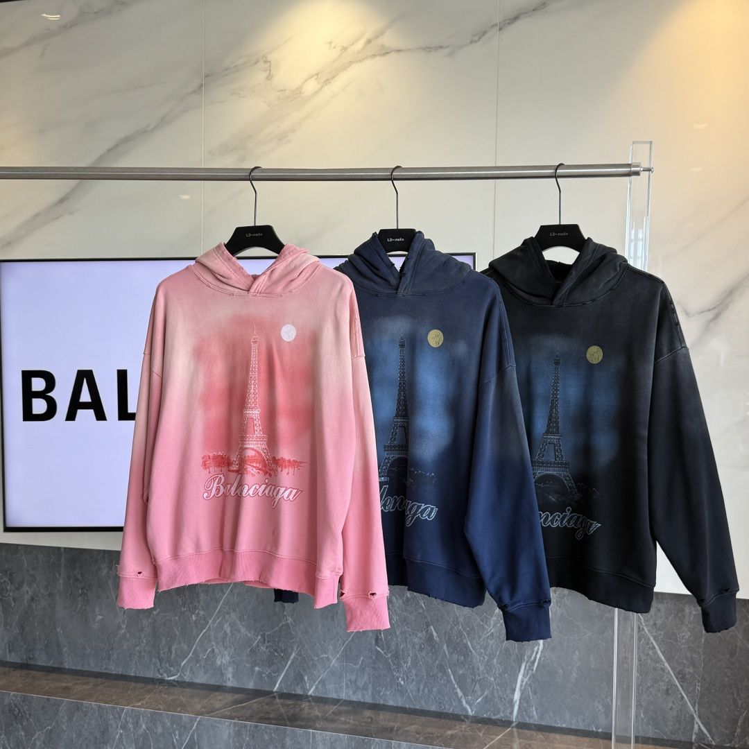 バレンシアガ パーカー フード付き プリント 高品質 A31797