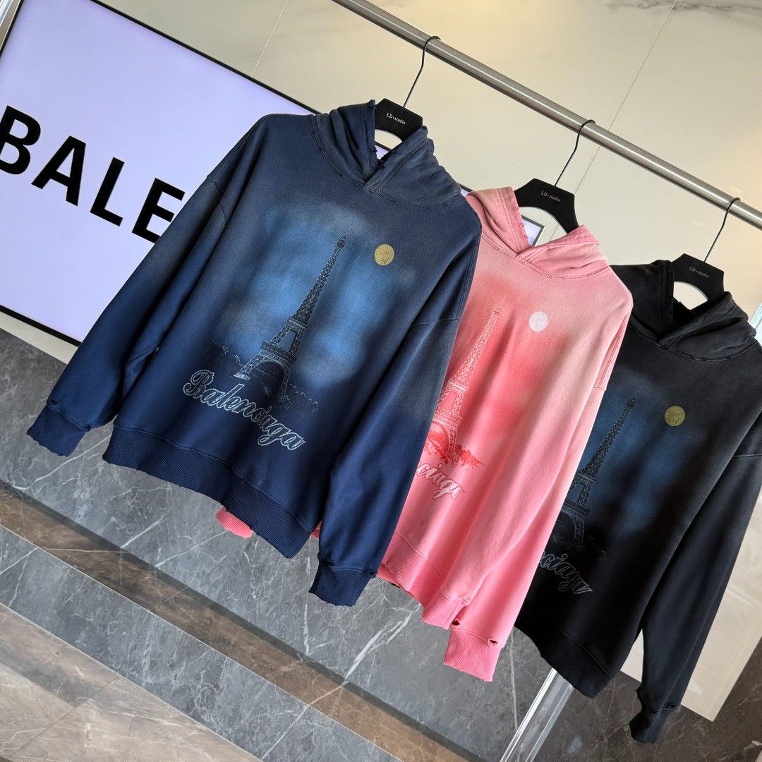 バレンシアガ パーカー フード付き プリント 高品質 A31797