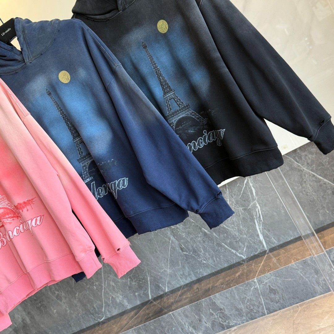 バレンシアガ パーカー フード付き プリント 高品質 A31797