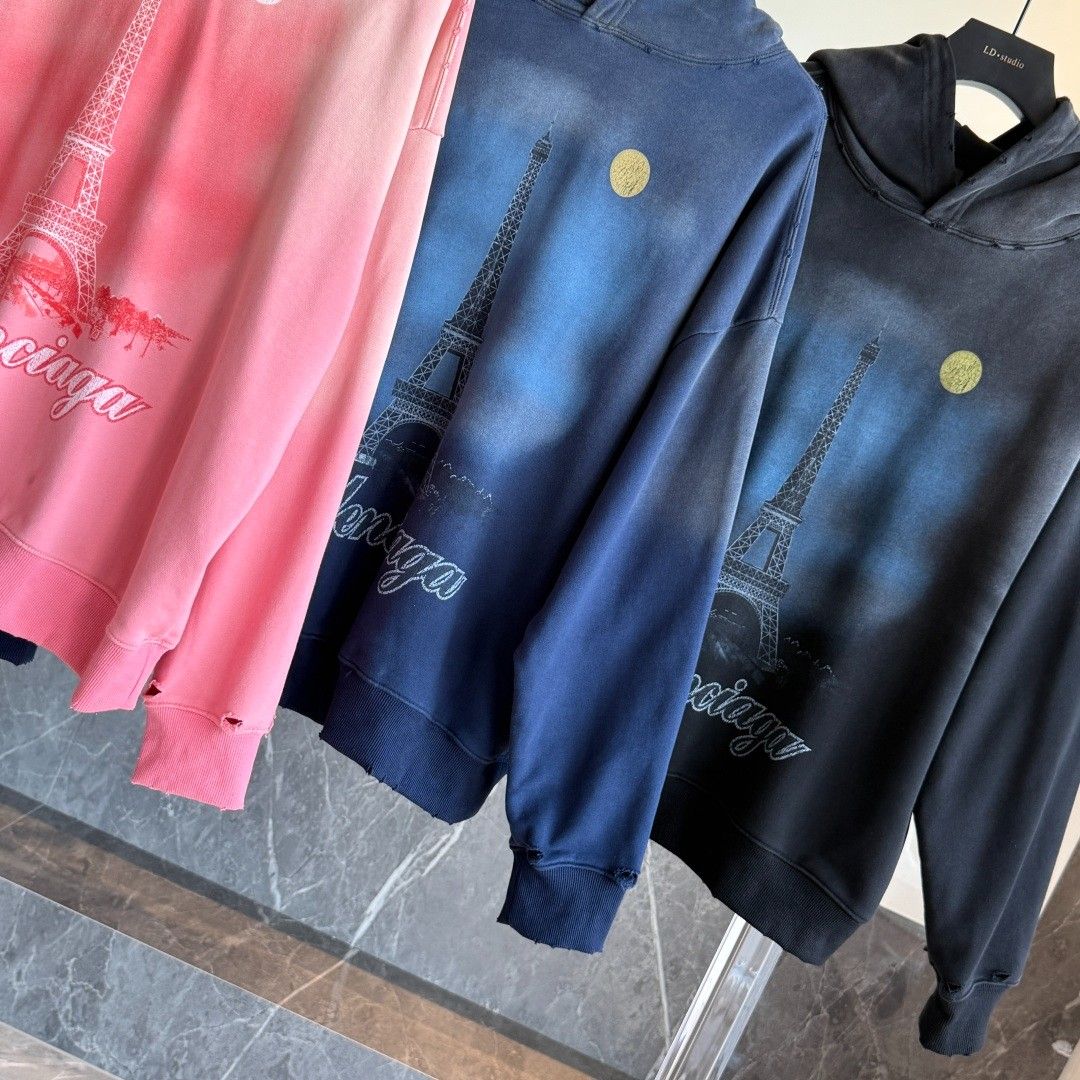 バレンシアガ パーカー フード付き プリント 高品質 A31797