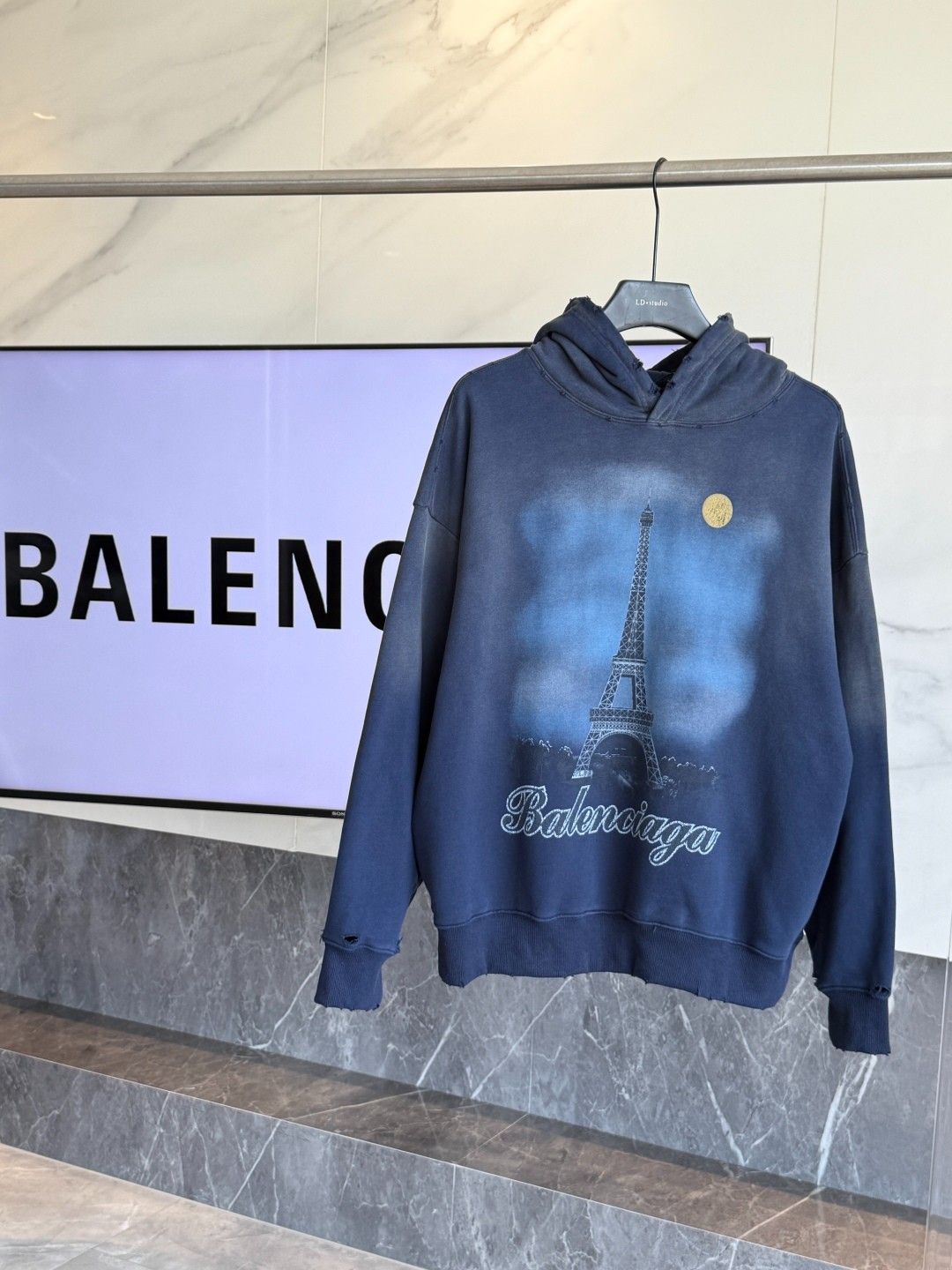 バレンシアガ パーカー フード付き プリント 高品質 A31797