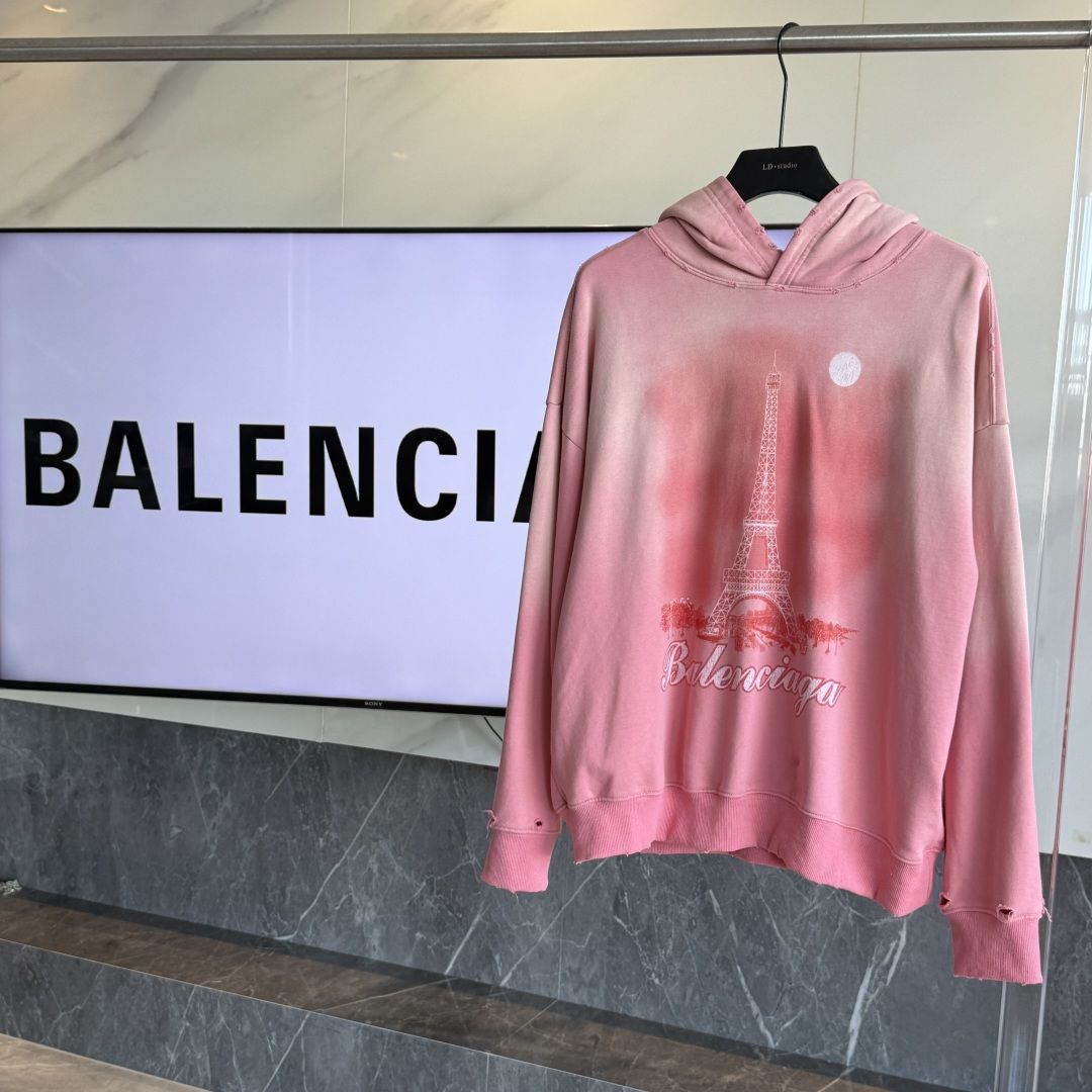 バレンシアガ パーカー フード付き プリント 高品質 A31797