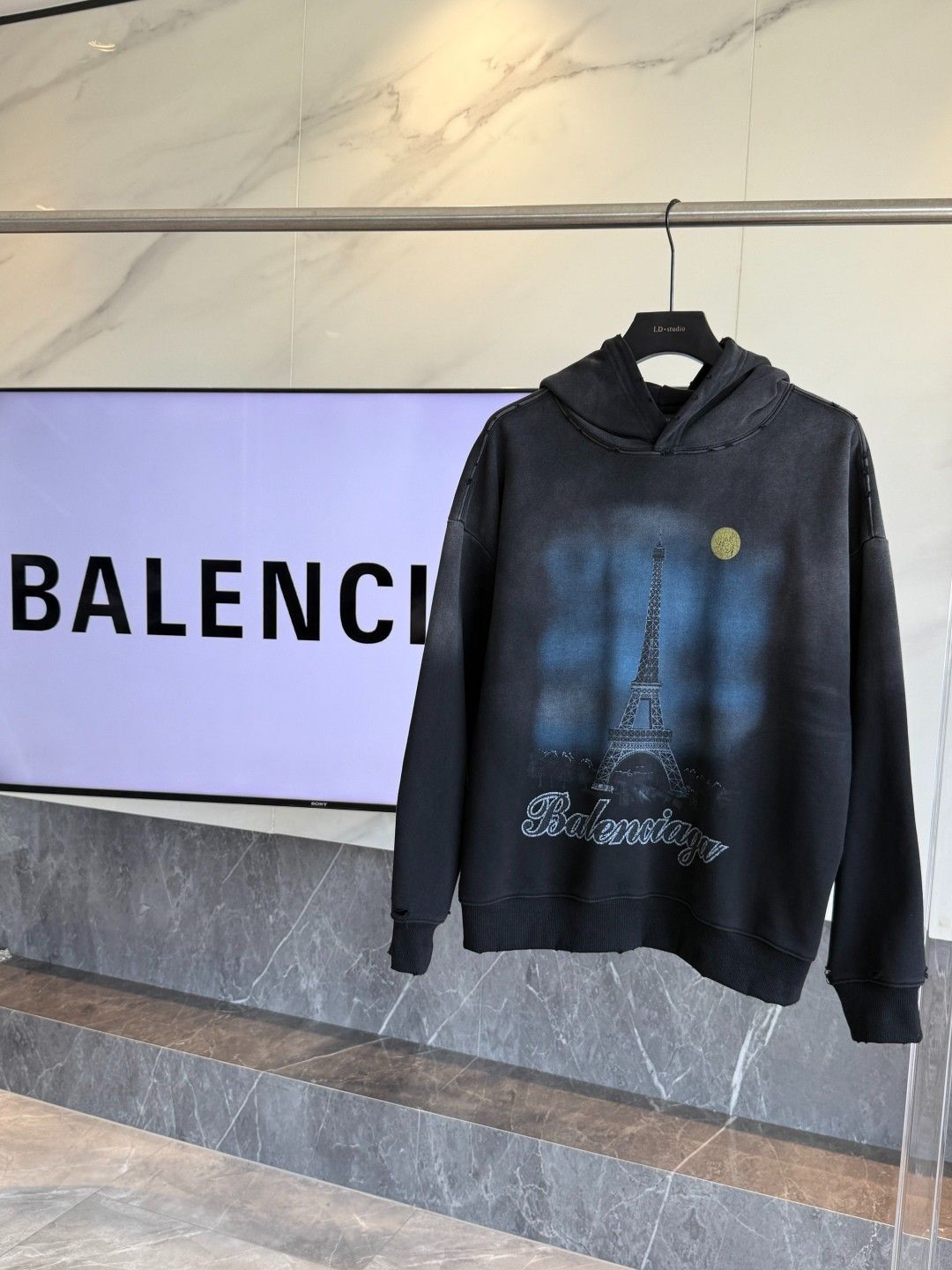 バレンシアガ パーカー フード付き プリント 高品質 A31797