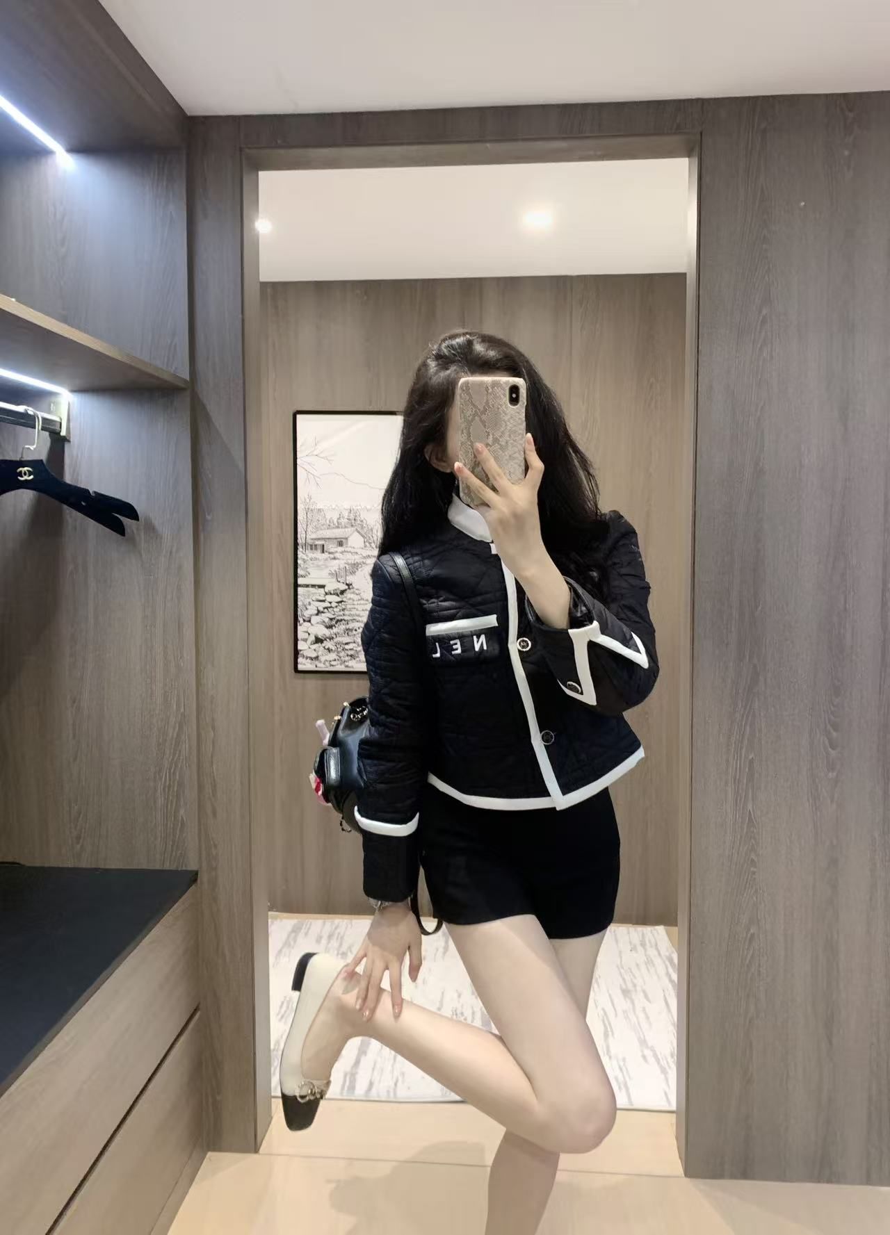 シャネル チェックの綿入りジャケット A31817