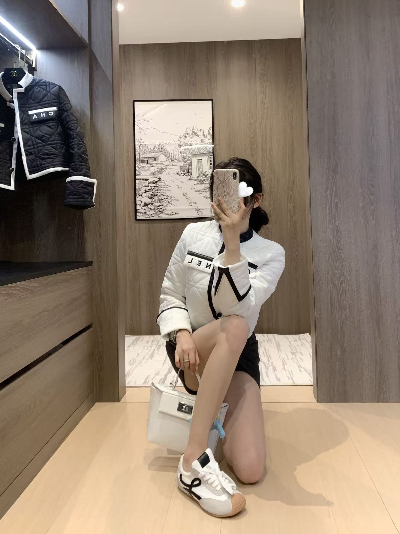 シャネル チェックの綿入りジャケット A31817