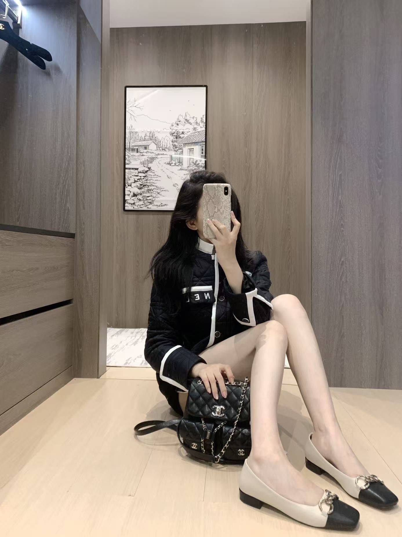 シャネル チェックの綿入りジャケット A31817