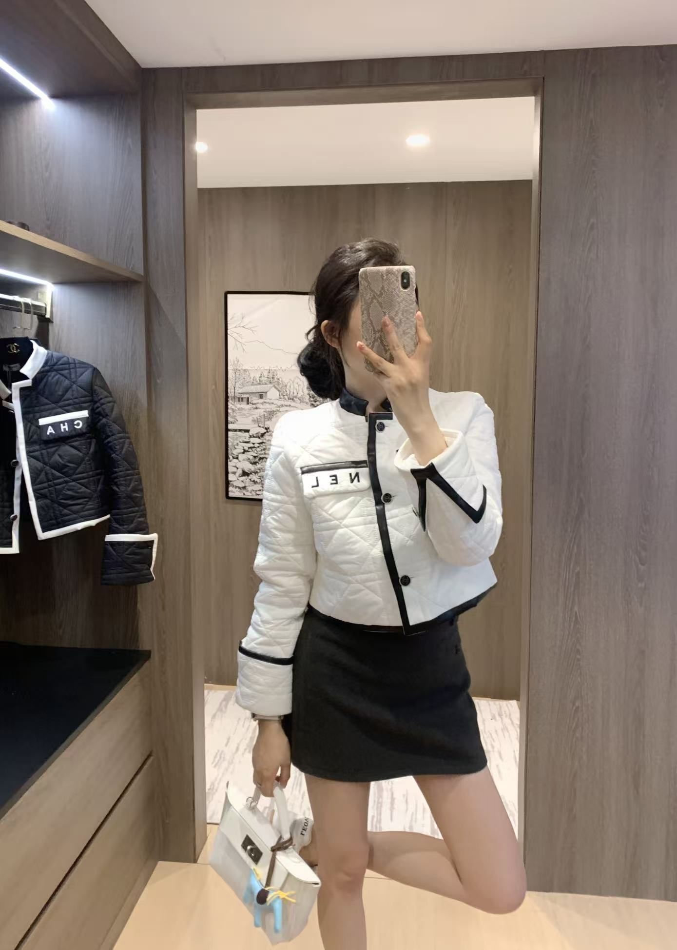 シャネル チェックの綿入りジャケット A31817